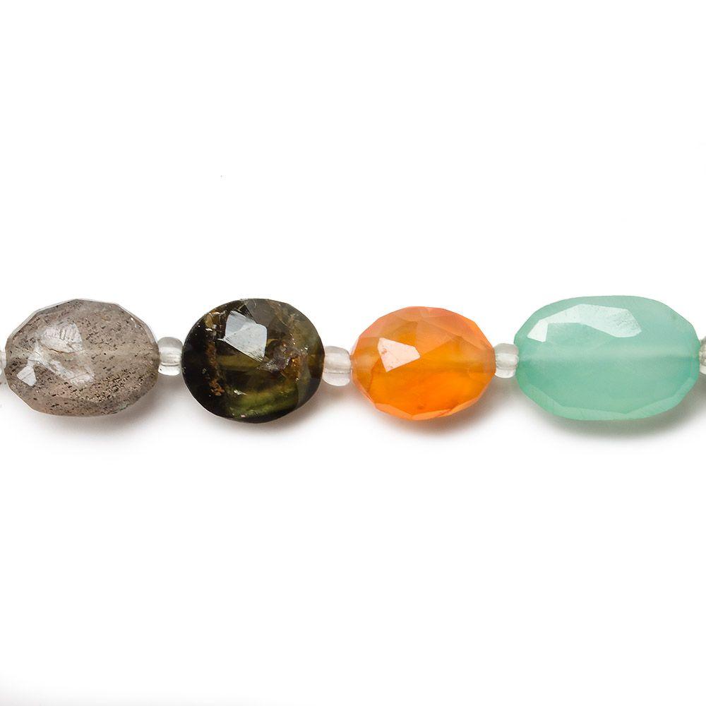 9-11mm Multi-Gemstone Faceted Oval Beads, 14 inch