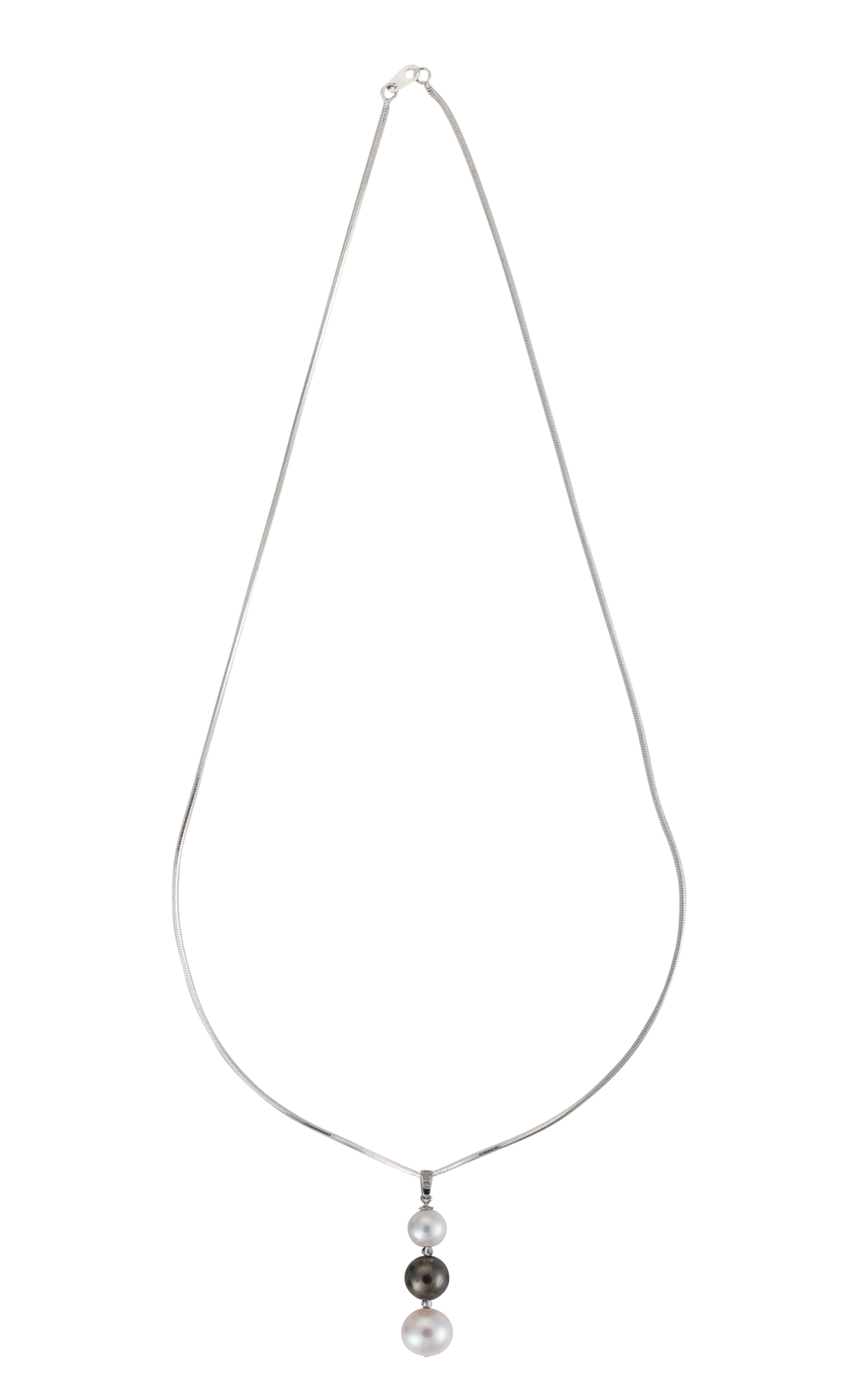 Drop-pearl silver necklace