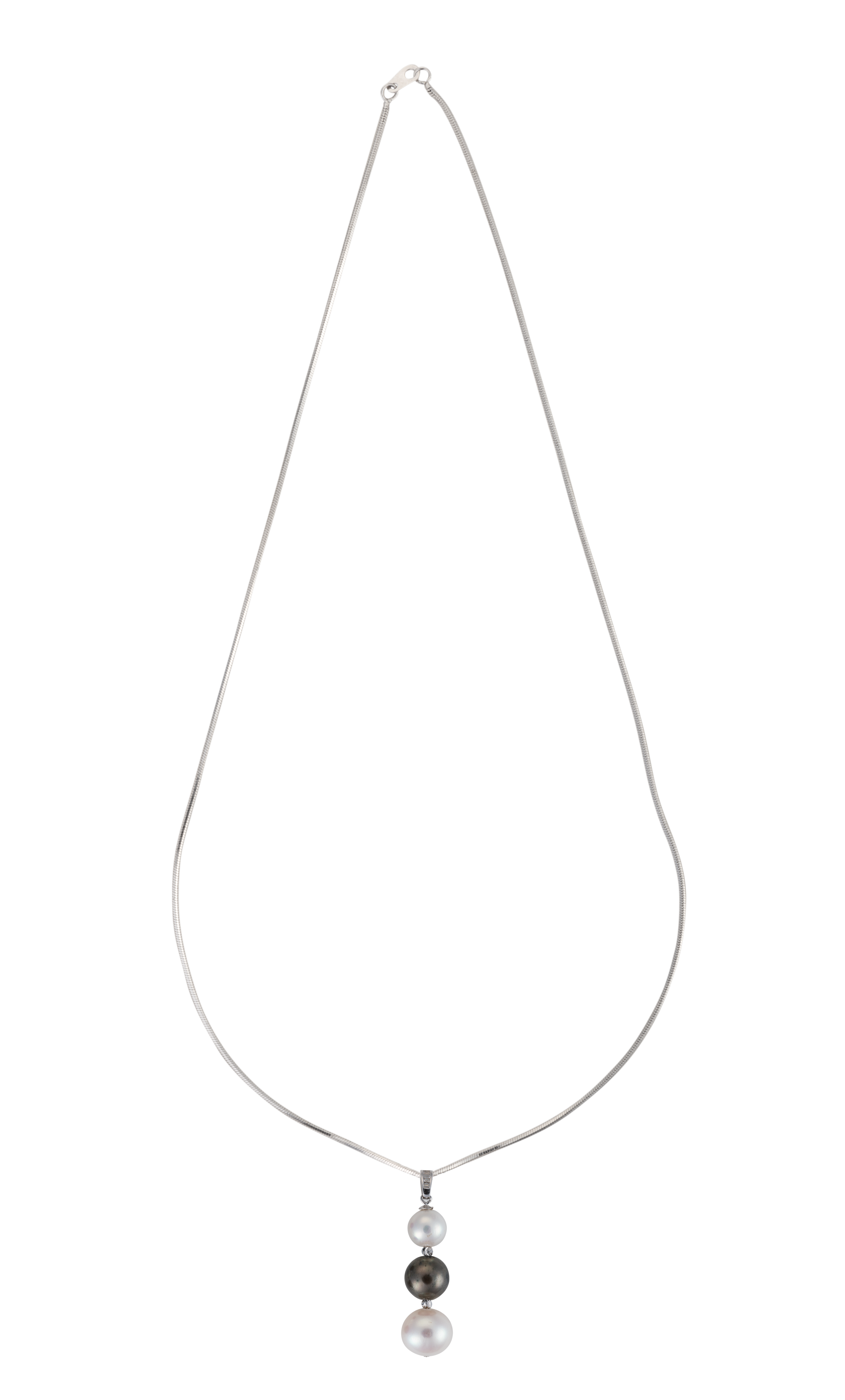 Drop-pearl silver necklace