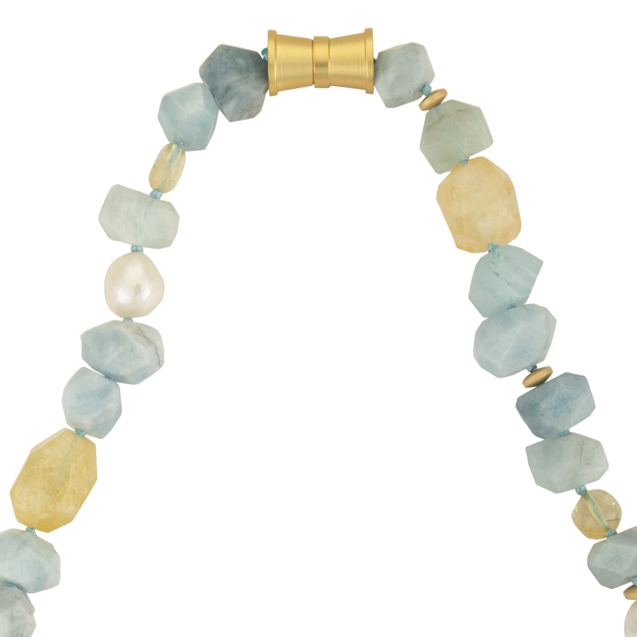 Aquamarine, citrine, and pearl necklace
