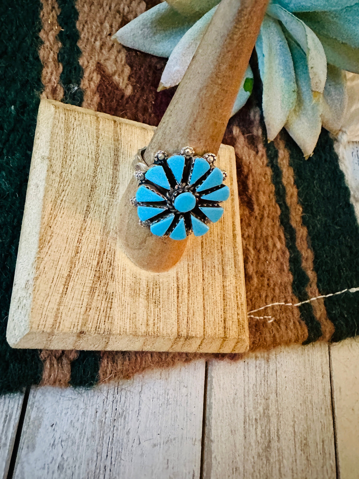 Handcrafted Turquoise & Sterling Silver Cluster Ring
