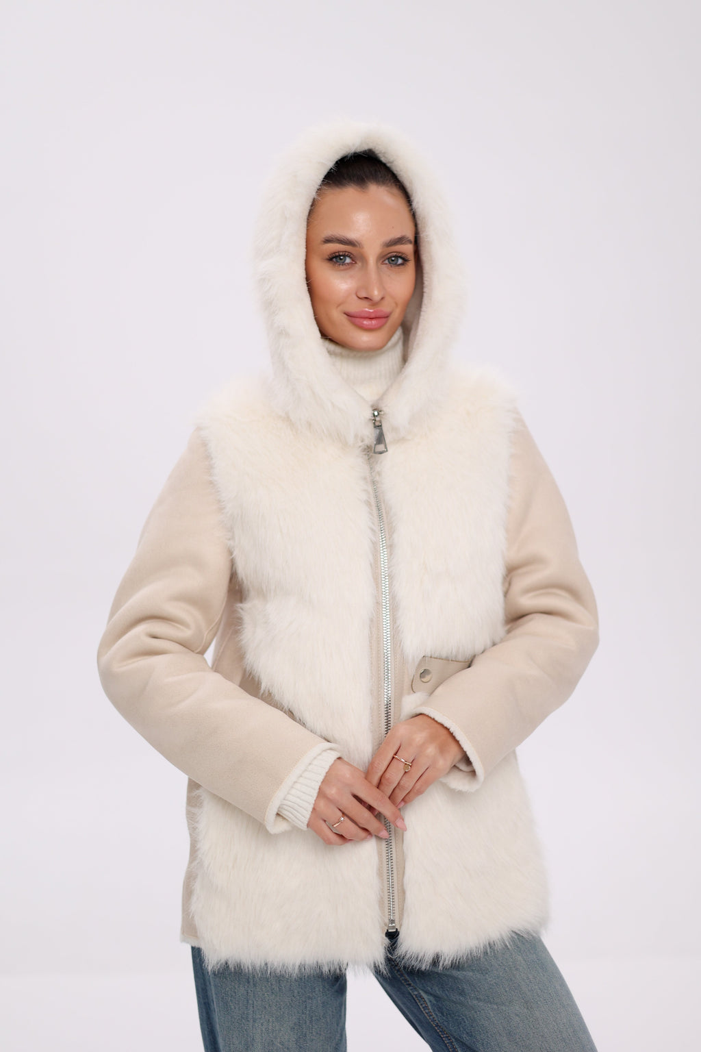 ⇆ Reversible Hooded Wool Blend Jacket