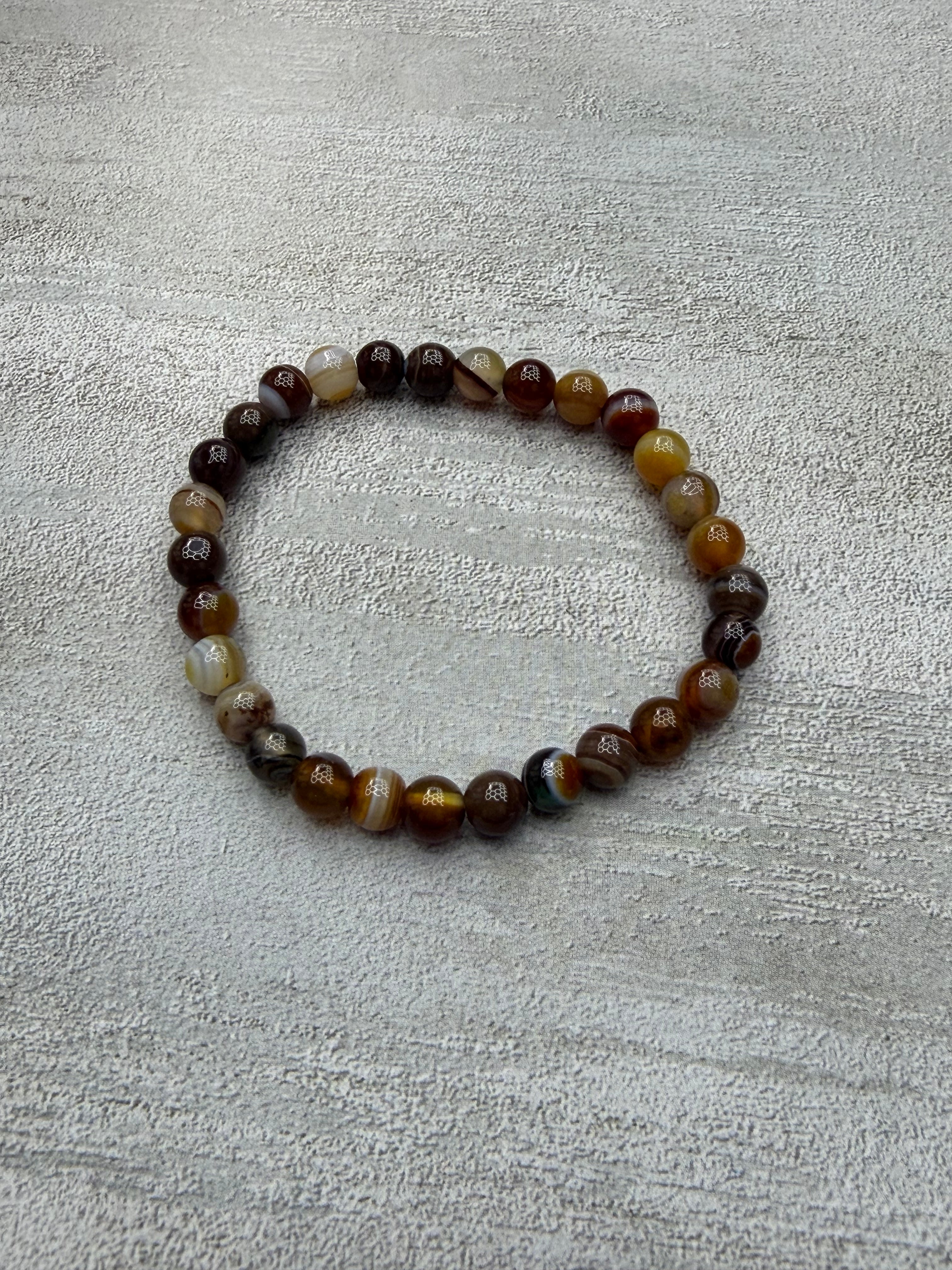 Brown Agate 6mm Beaded Stretch Bracelet