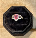 Pink Topaz & CZ Tear Drop Shape Sterling Silver Ring