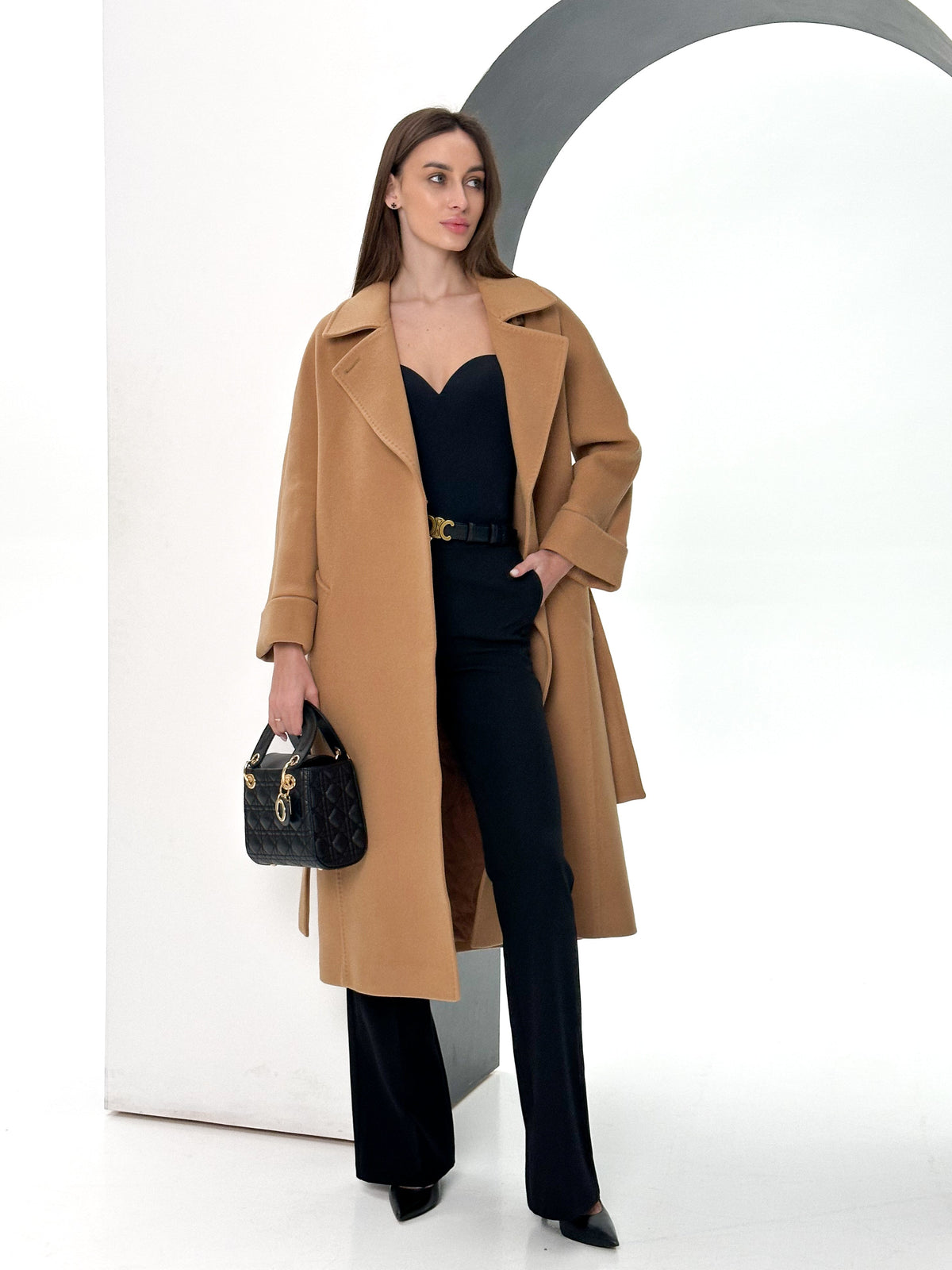 Monique Tailored Cashmere Wool Blend Coat in Bluff