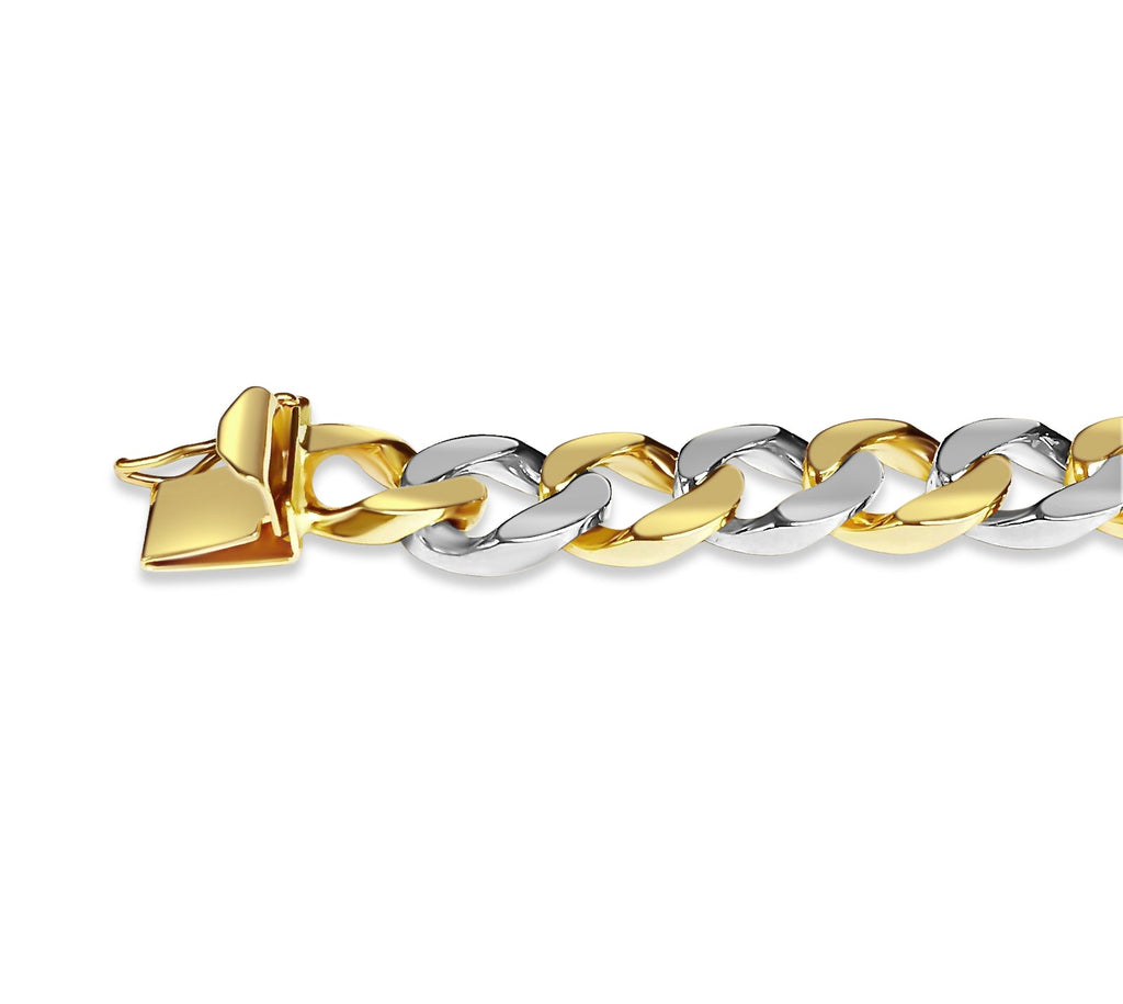 Curb Solid White/Yellow/Rose Gold Handmade Necklace , 9mm, 16-30 Inch