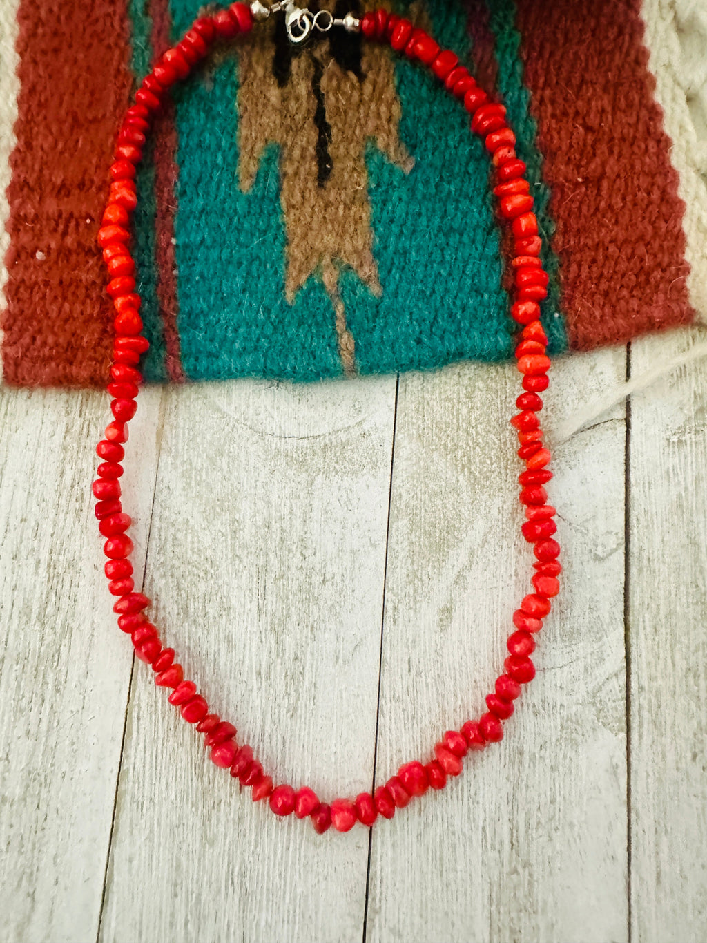 Handcrafted Apple Coral Beaded Necklace