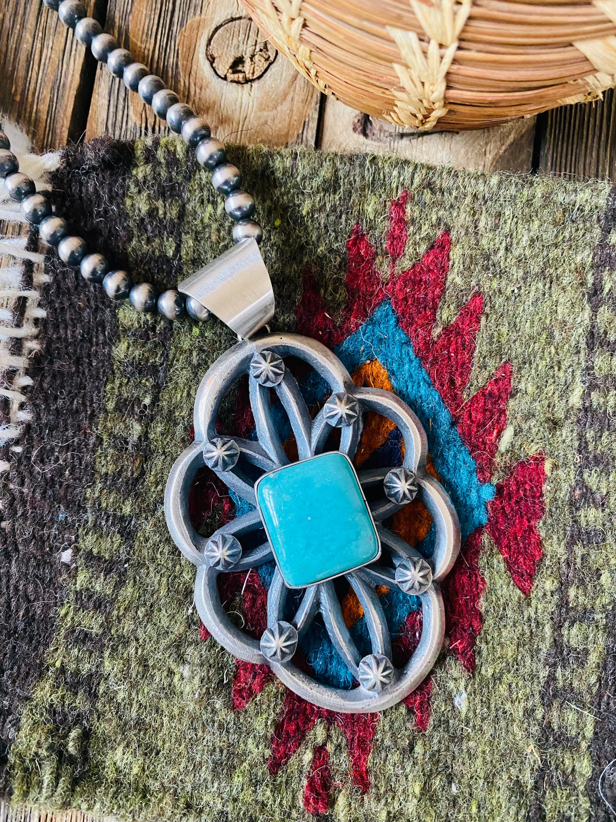 Handcrafted Sterling Silver & Turquoise Pendant By Chimney Butte