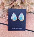 Handcrafted Turquoise & Sterling Silver Inlay Stud Post Earrings