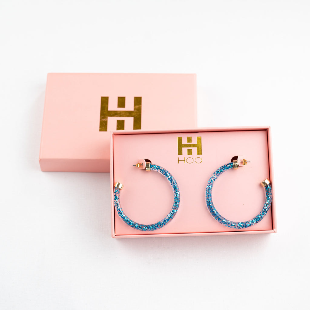 Hoops - Blue Glitter