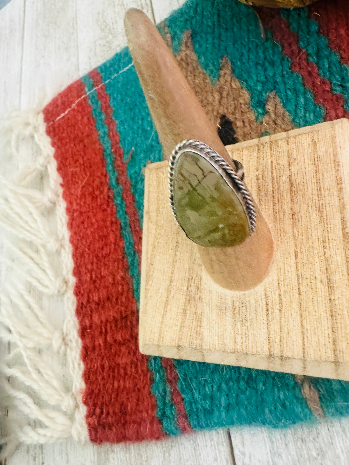Handcrafted Royston Turquoise & Sterling Silver Ring Size 5.75