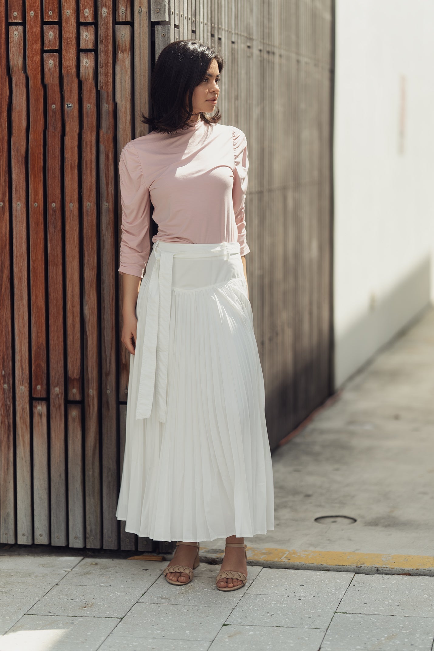 DROP WAIST PLEATED SKIRT
