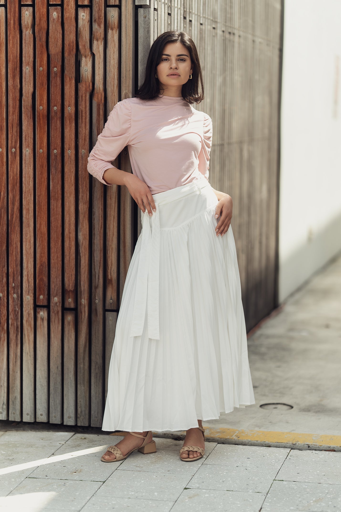 DROP WAIST PLEATED SKIRT