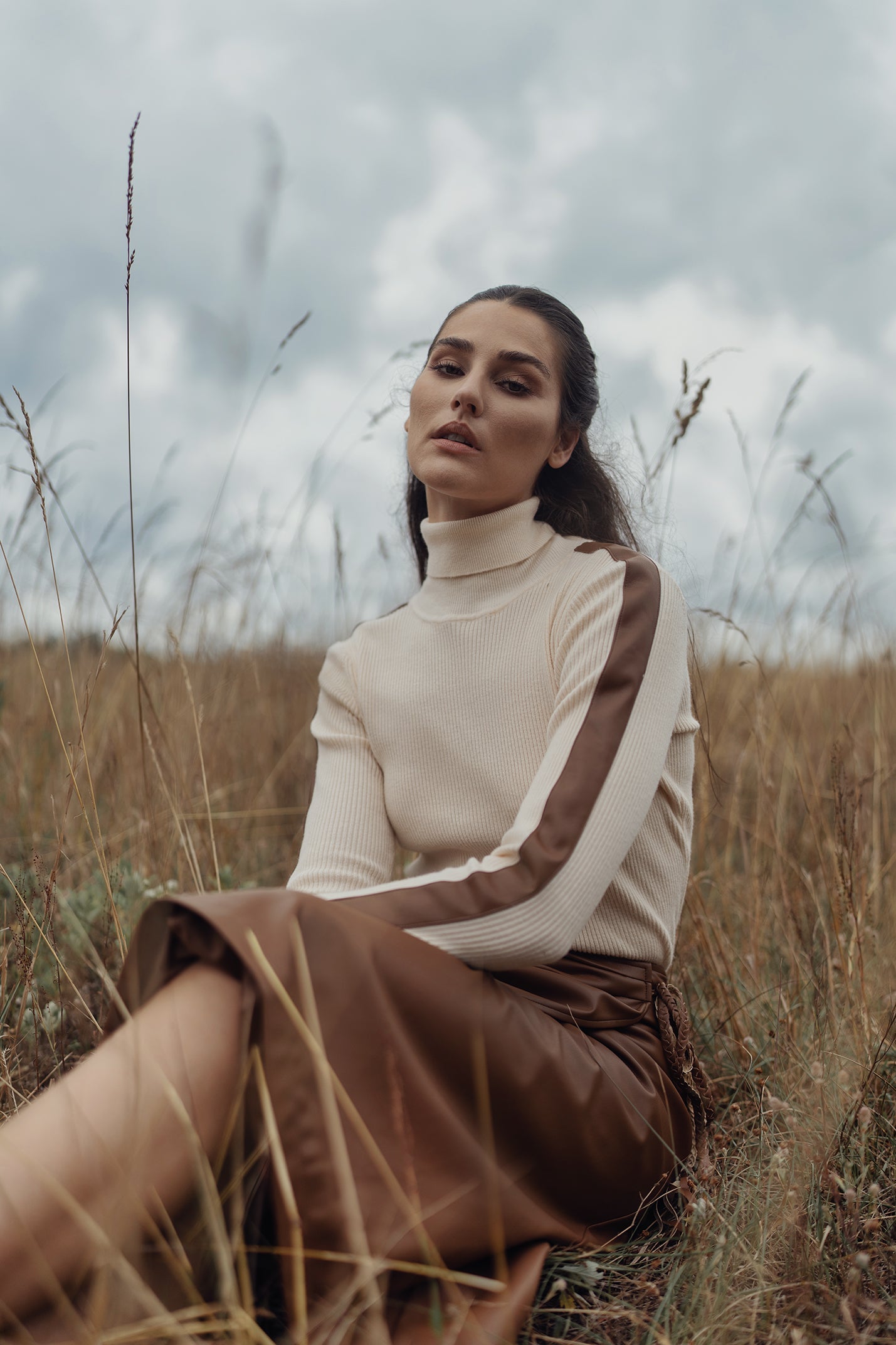 LEATHER FAUX WRAP SKIRT