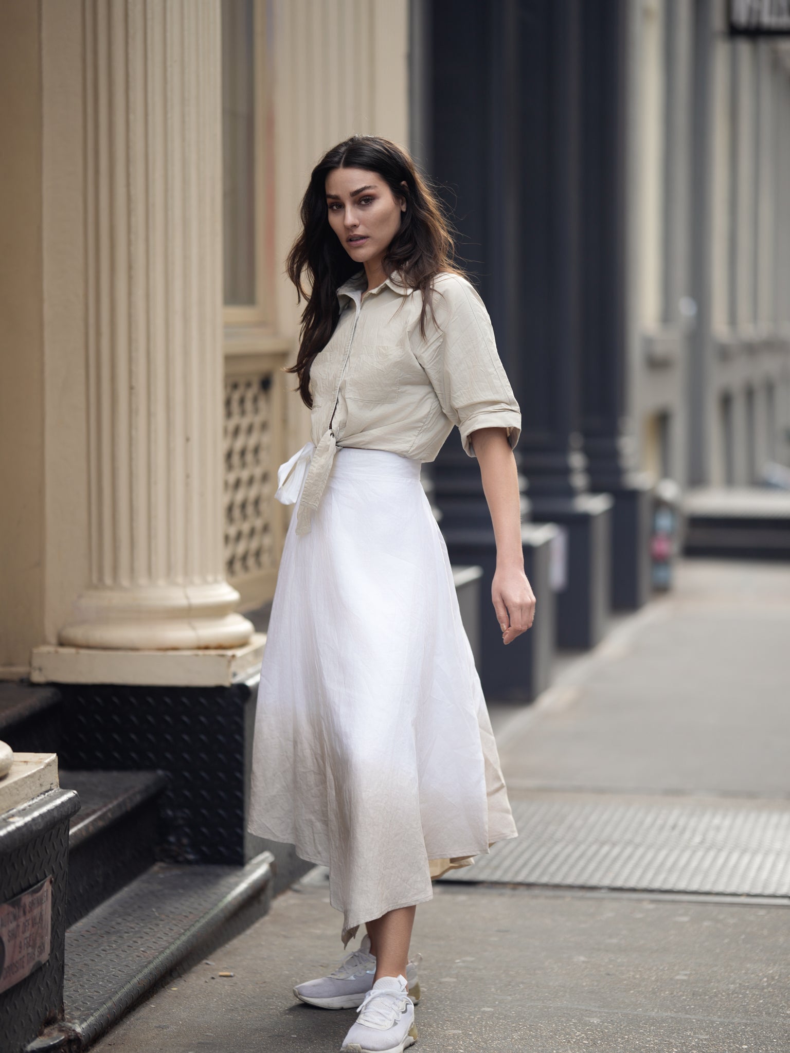 LINEN OMBRE WRAP SKIRT