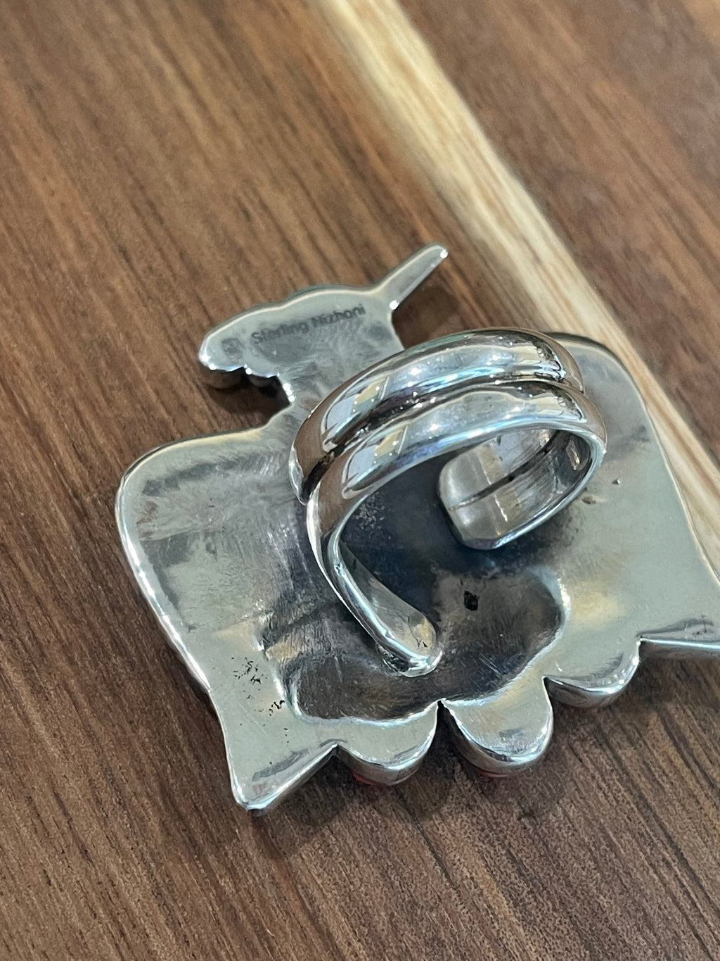 Handmade Multi Stone And Sterling Silver Thunderbird Adjustable Ring