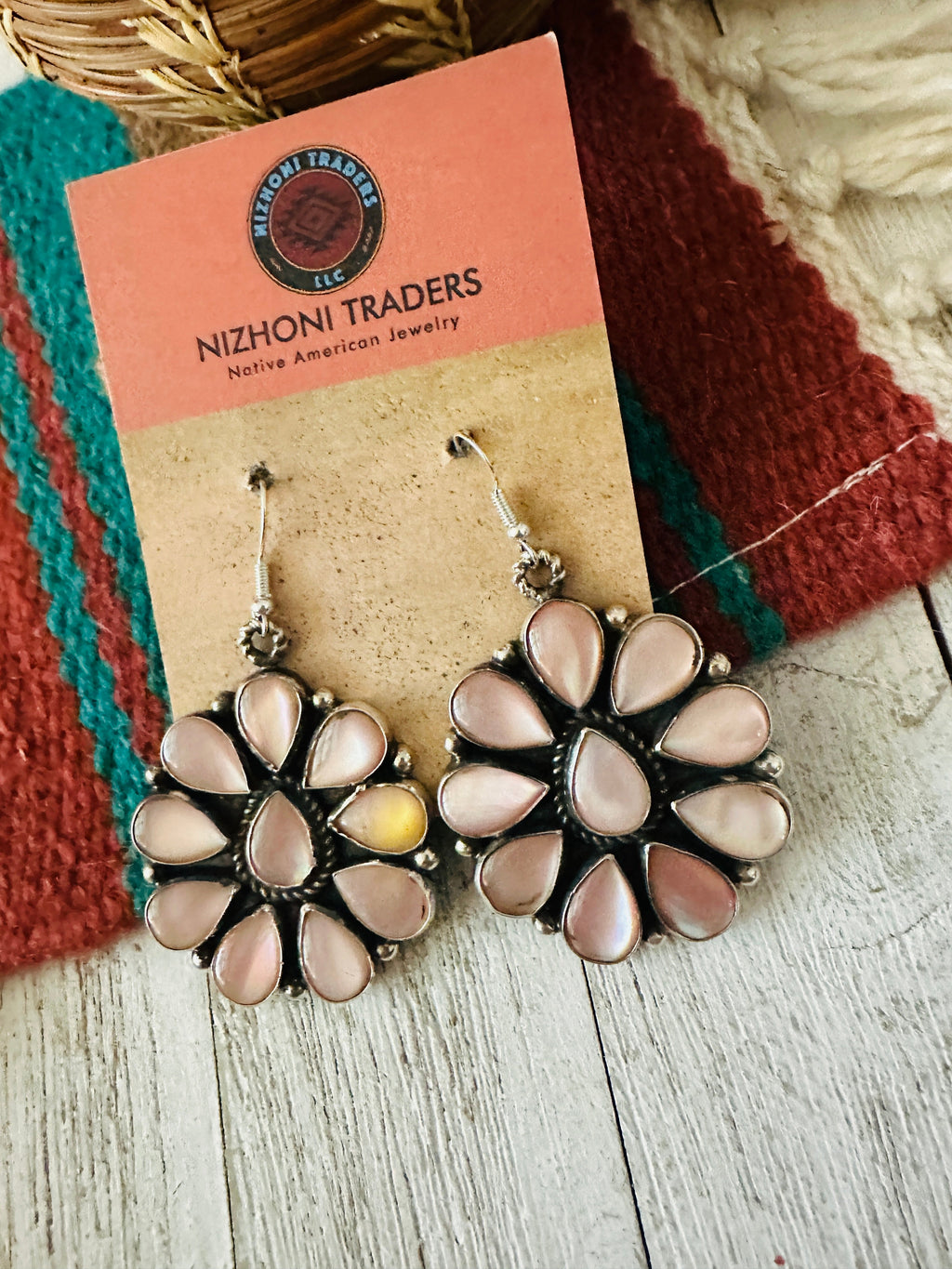 Handcrafted Mother of Pearl & Sterling Silver Dangle Earrings