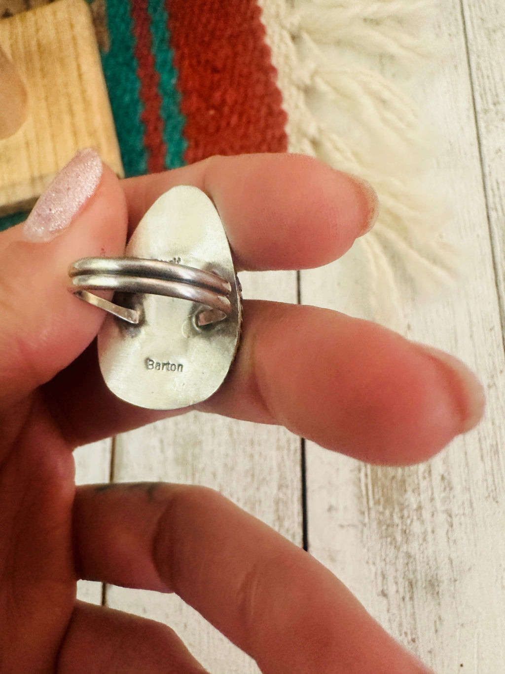 Handcrafted Royston Turquoise & Sterling Silver Ring Size 5.75