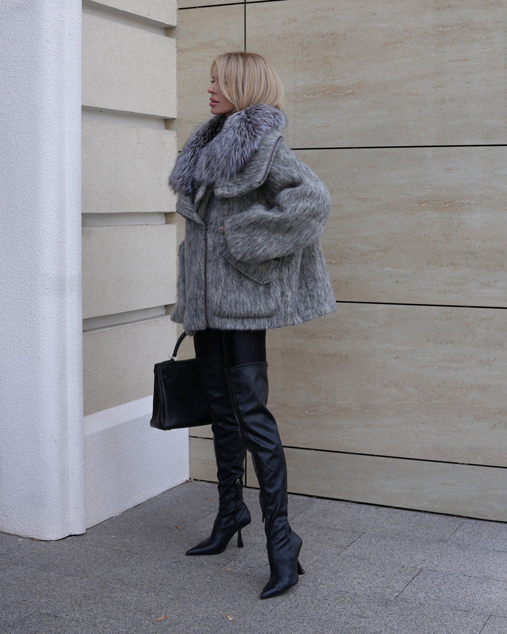 Pre-Order. Ships October 2026. Ares Genuine Fur Trim Down Fill Mohair Parka