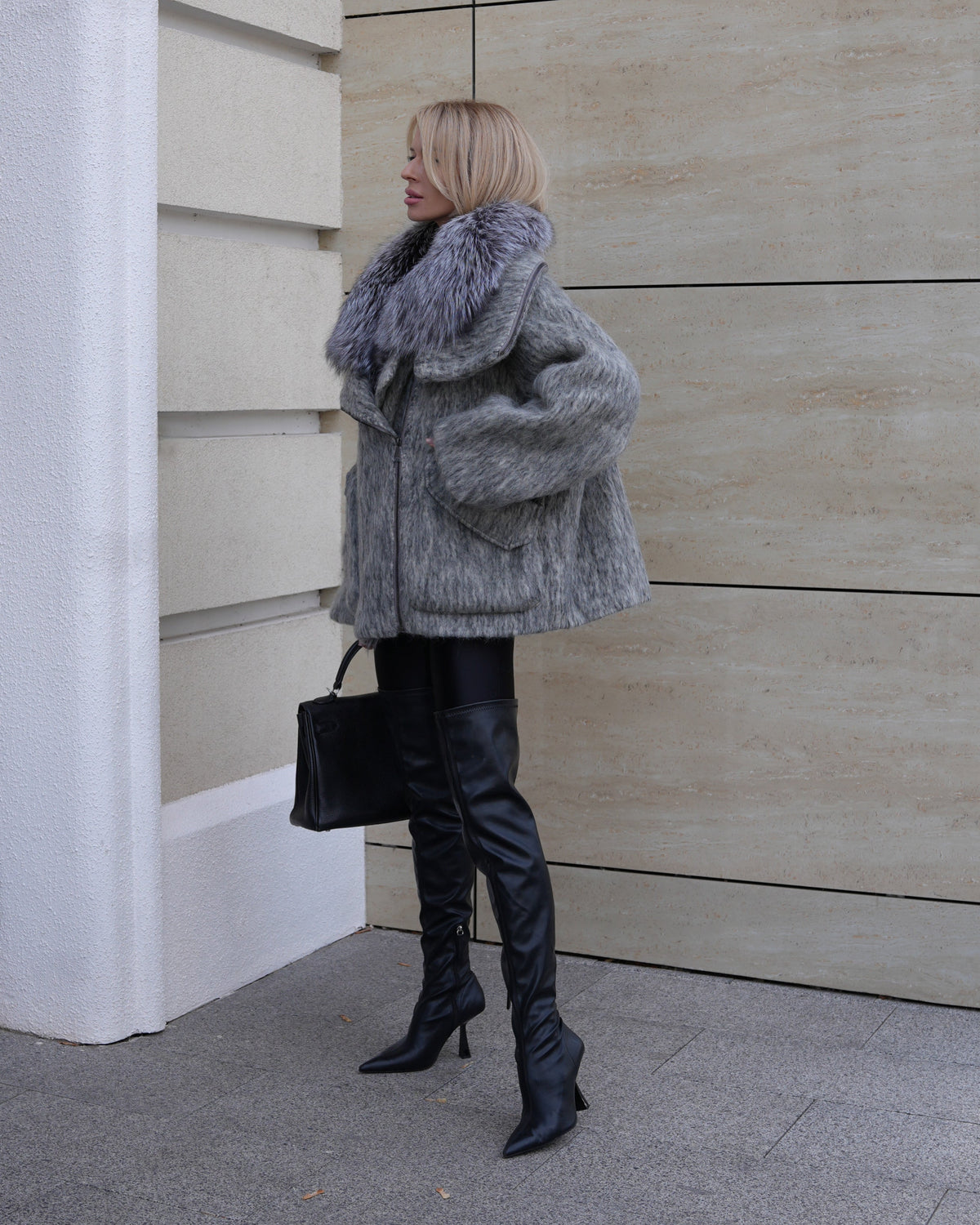 Pre-Order. Ships October 2026. Ares Genuine Fur Trim Down Fill Mohair Parka