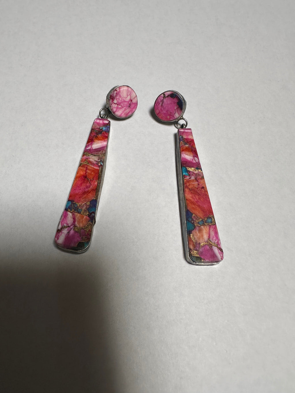 Handcrafted Pink Dream Mojave & Sterling Silver Dangles Earrings By Jacqueline Silver