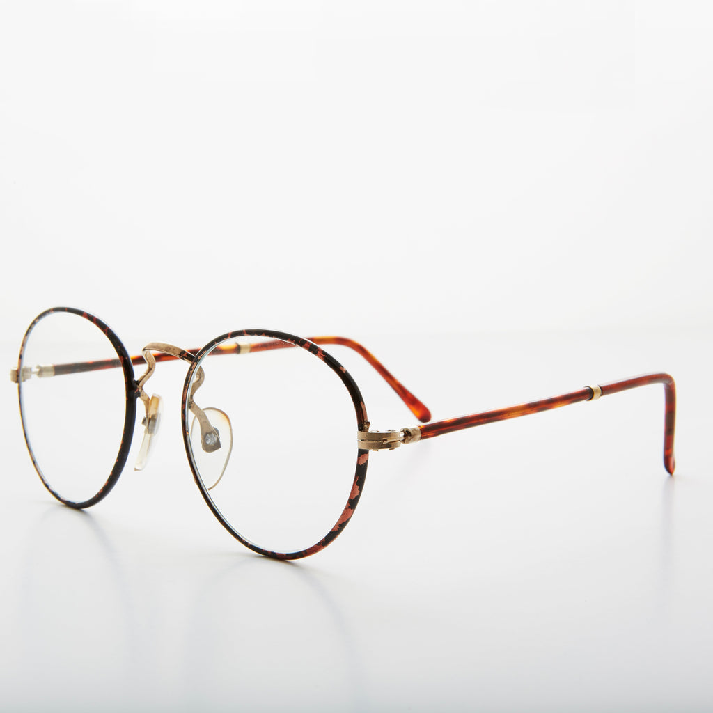 Preppy Round Clear Glass Lens Vintage Glasses - Alex