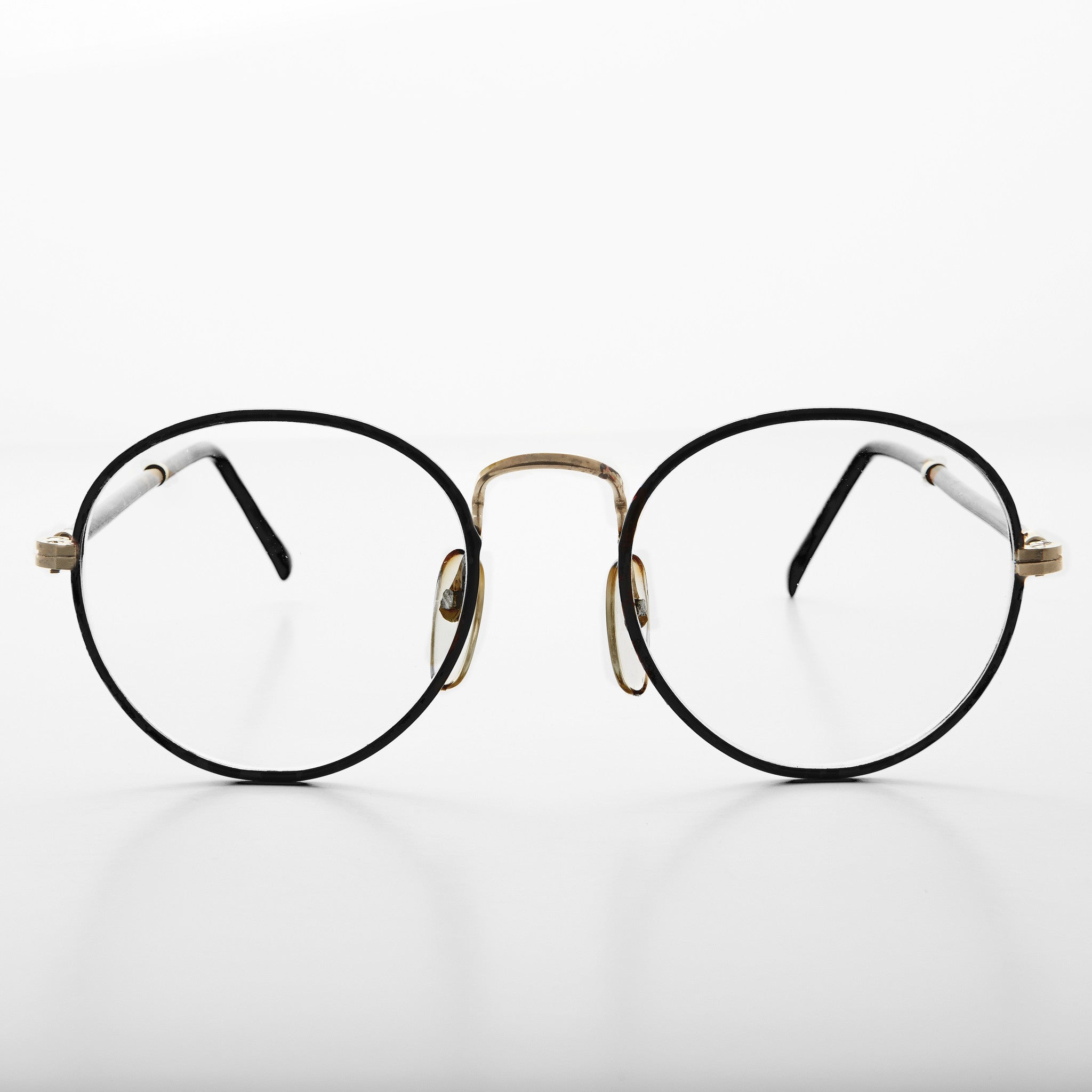 Preppy Round Clear Glass Lens Vintage Glasses - Alex
