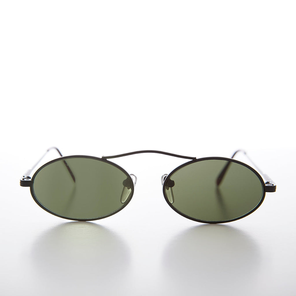 90s Oval Metal Aviator Sunglass with Floating Cross Bar - Avery