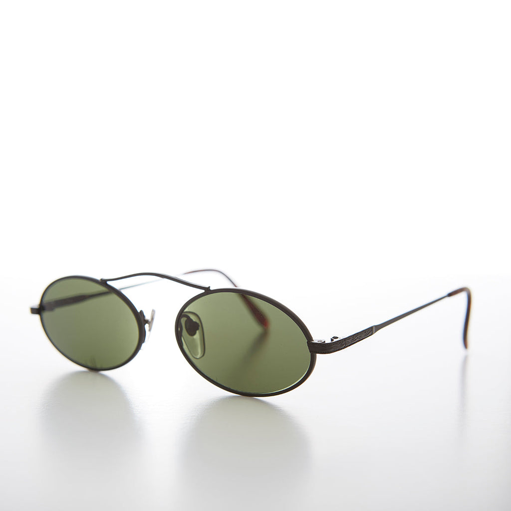 90s Oval Metal Aviator Sunglass with Floating Cross Bar - Avery