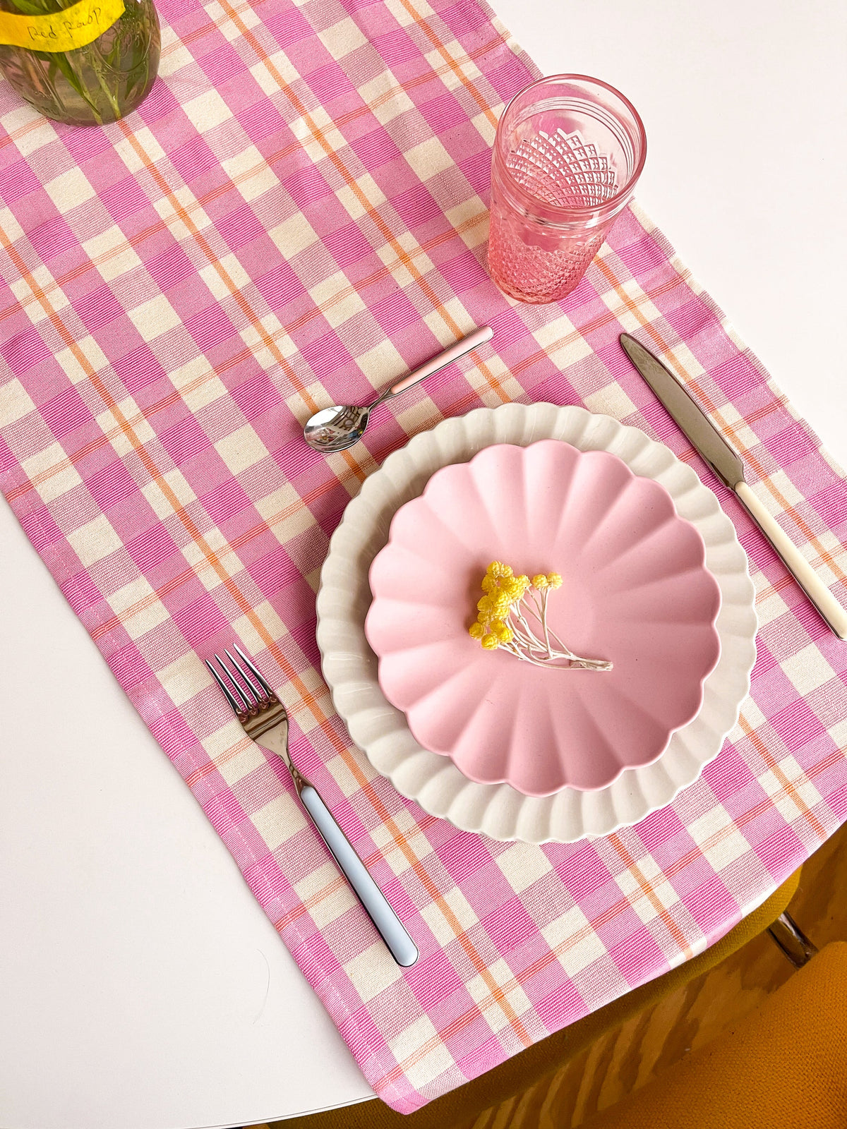 Archive NY Abigail Plaid Runner in Bubblegum