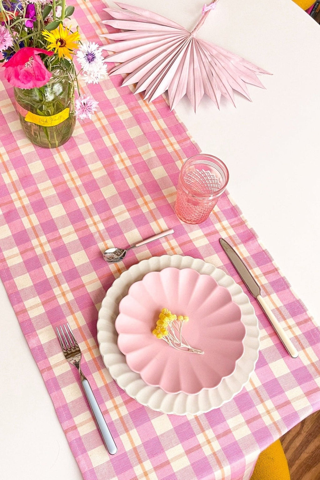 Archive NY Abigail Plaid Runner in Bubblegum