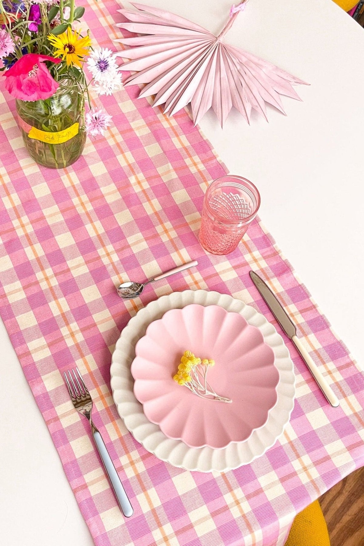 Archive NY Abigail Plaid Runner in Bubblegum