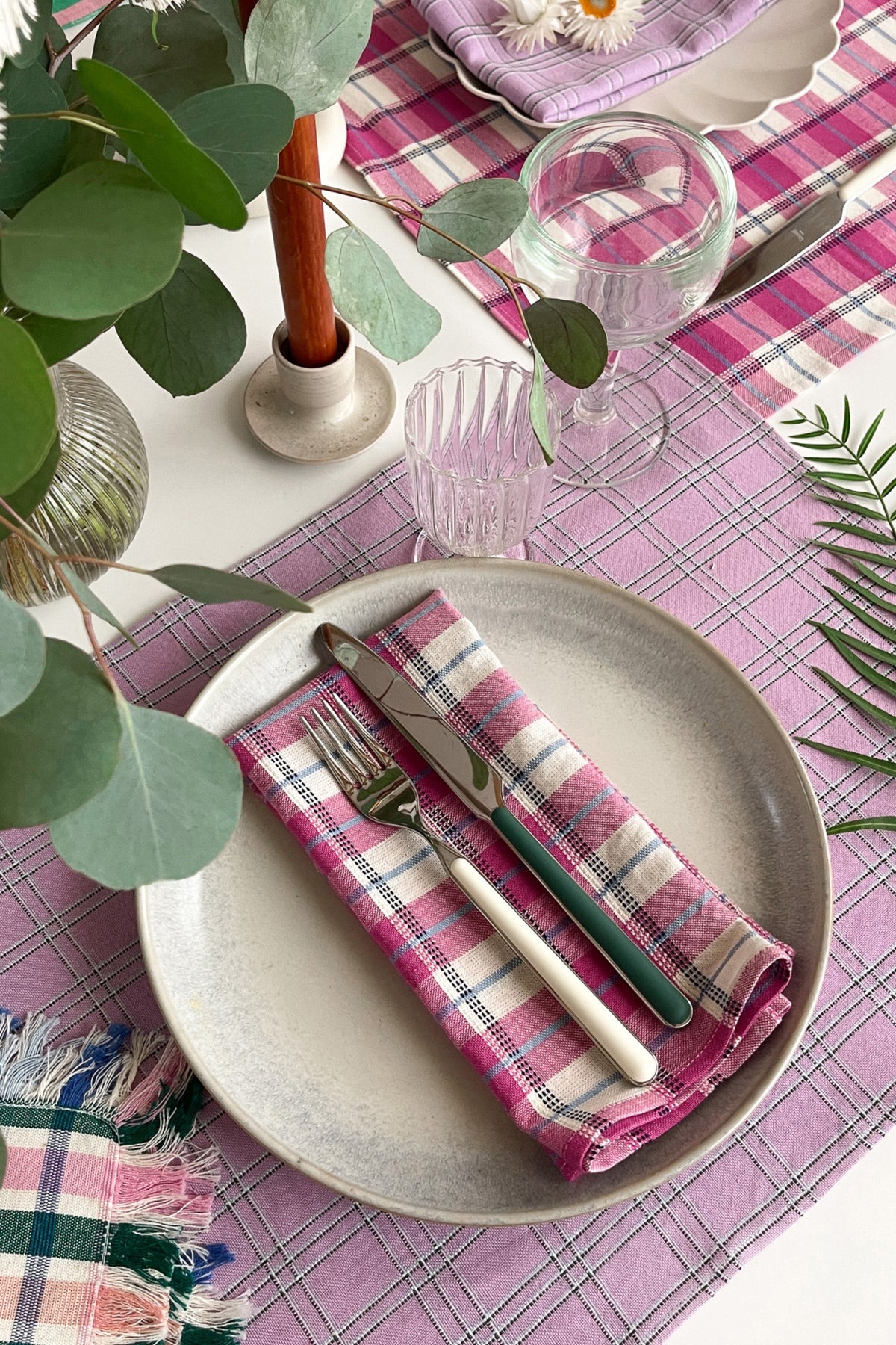 San Andres Gingham Pink & White Napkins