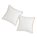 White Scalloped Tan Edge Pillow - 18" x 18"