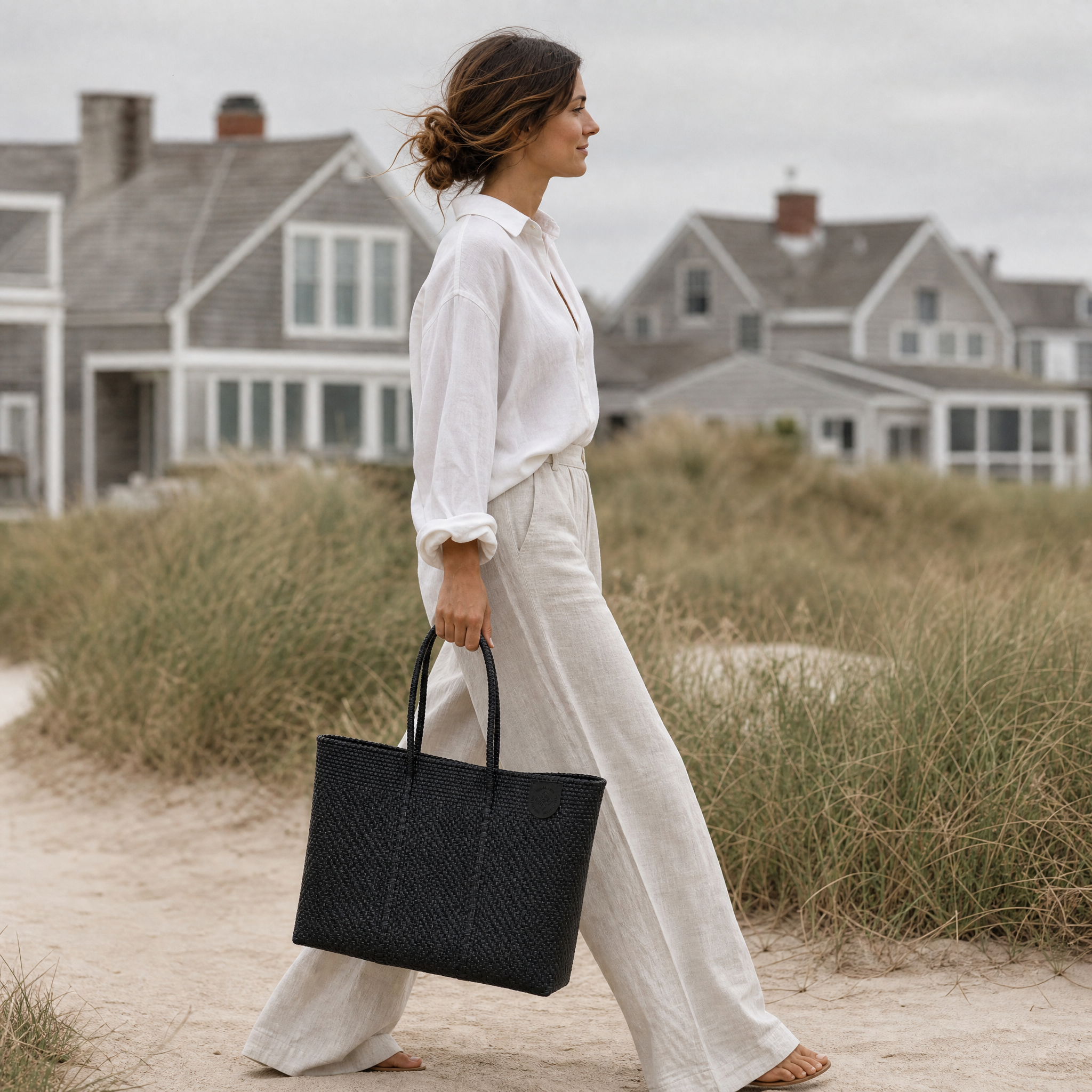 All Black Woven Super Tote