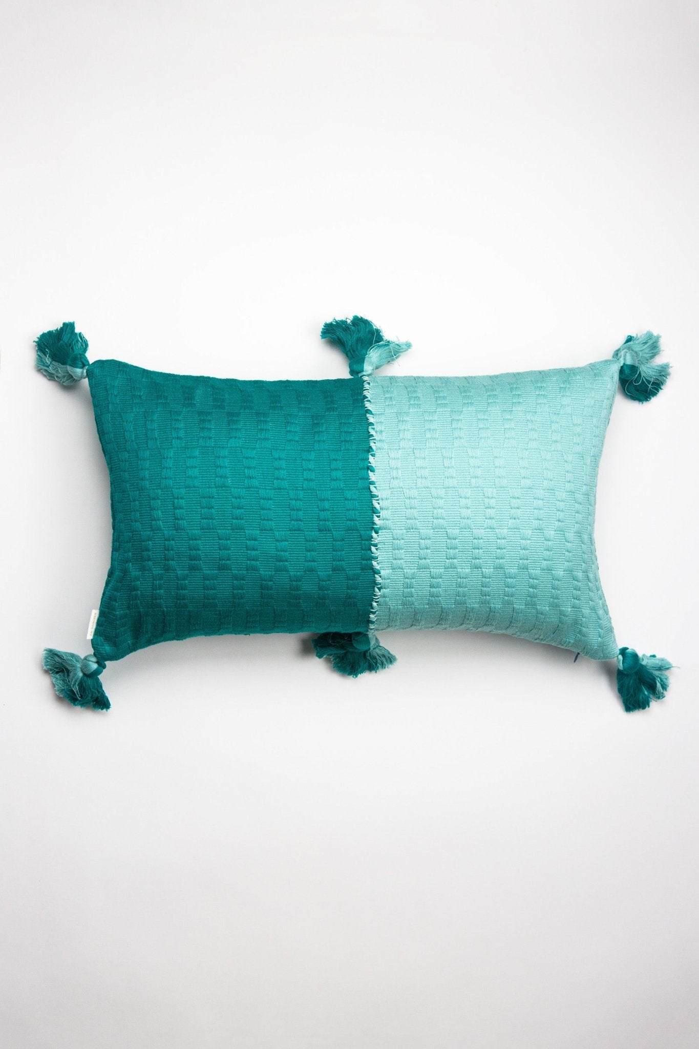 Antigua Pillow - Colorblocked Pink and Orange / Jade Green
