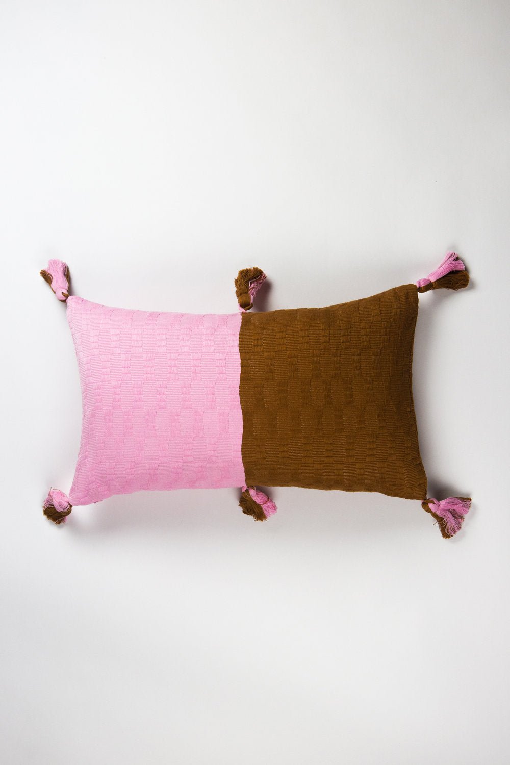 Antigua Pillow - Baby Pink and Umber Colorblocked