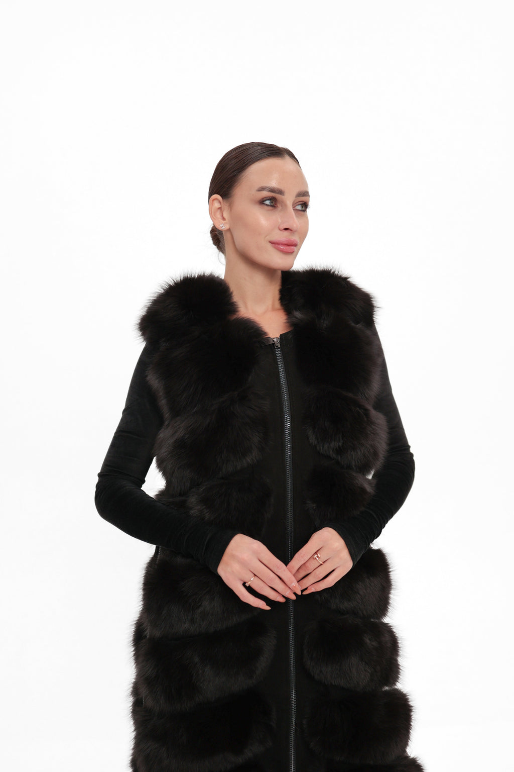 Genuine Polar Fox Fur Vest 90 cm