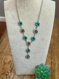 Handmade Sterling Silver & Turquoise Flower Lariat Necklace