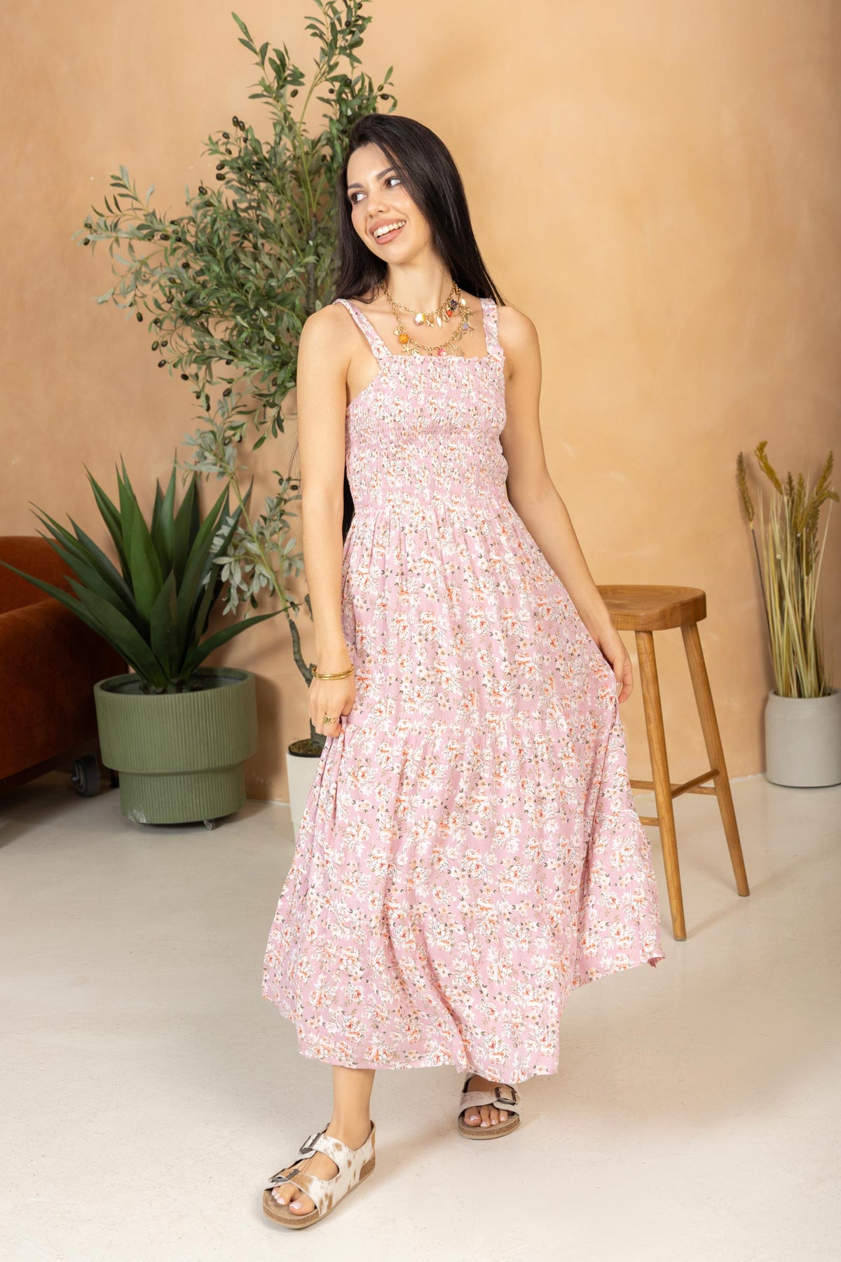 Bohera Juleebee Smocking Dress in Pink