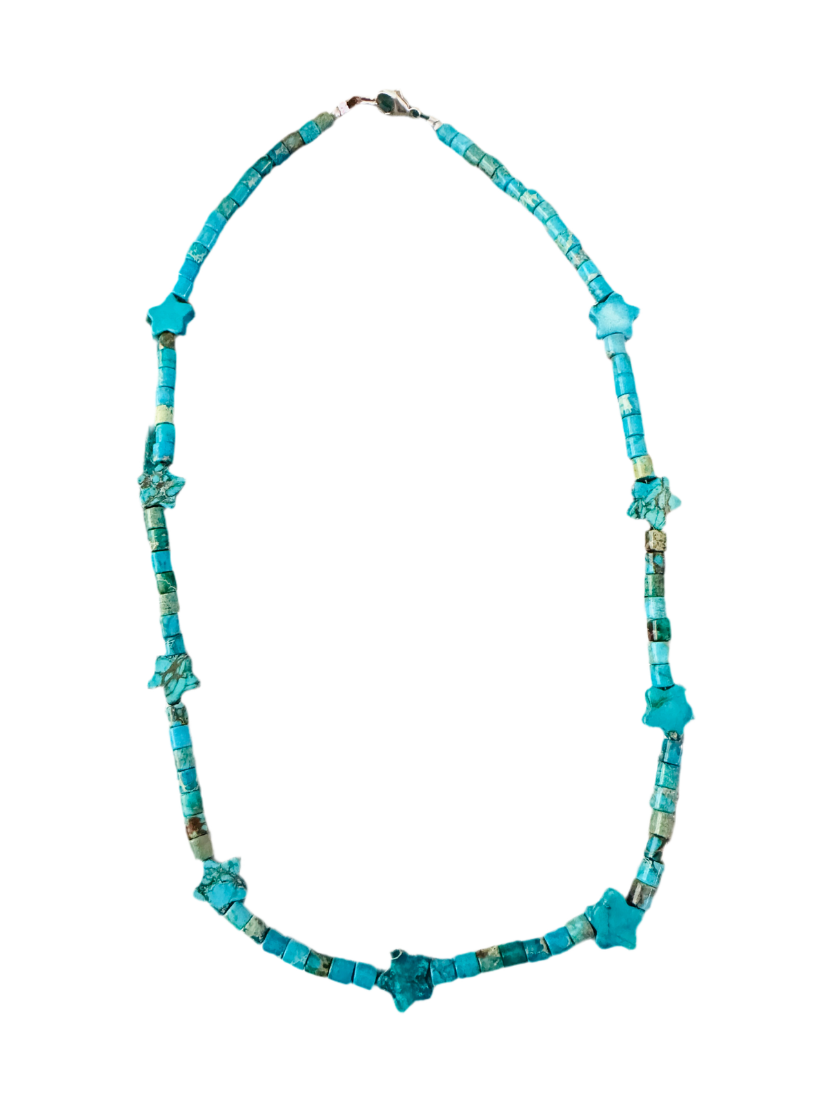 Turquoise & Sterling Silver 18” Beaded Star Necklace