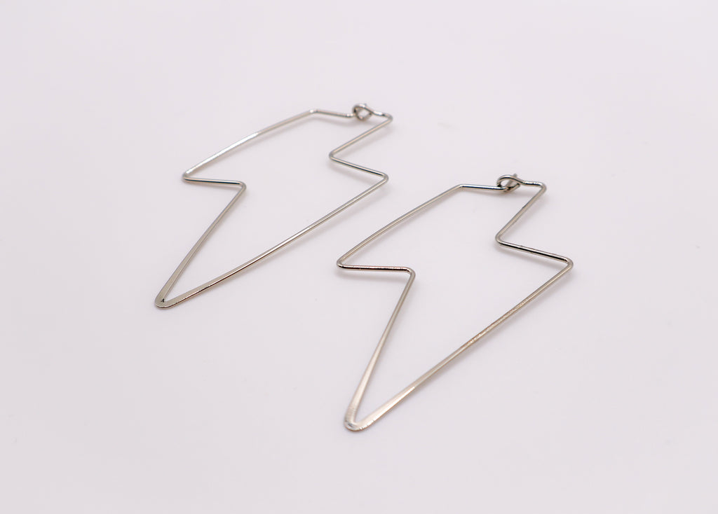 Silver Lightning Bolt Earrings
