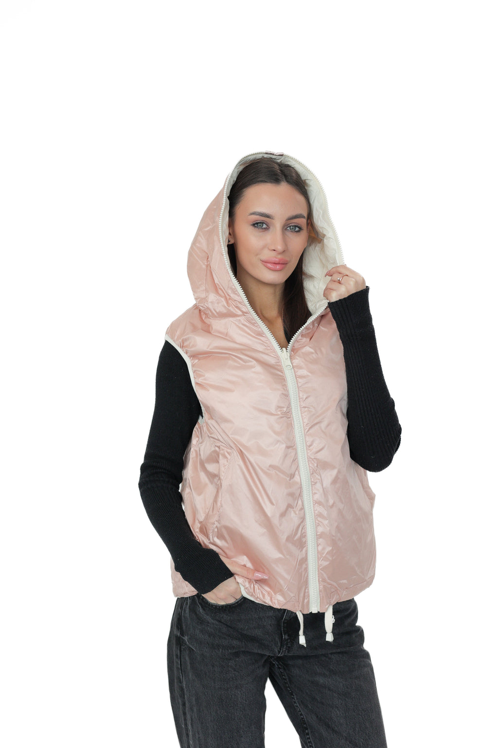 Reversible Light Insulated Vest Powder | Ivory