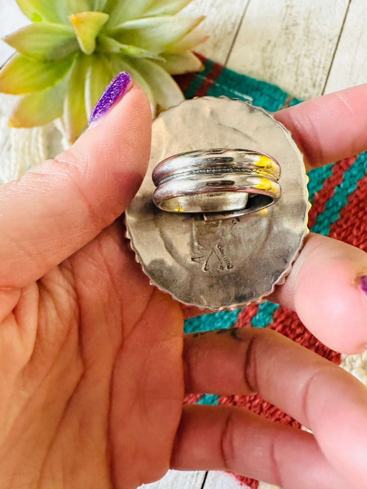 Handcrafted Turquoise & Sterling Silver Adjustable Cluster Ring