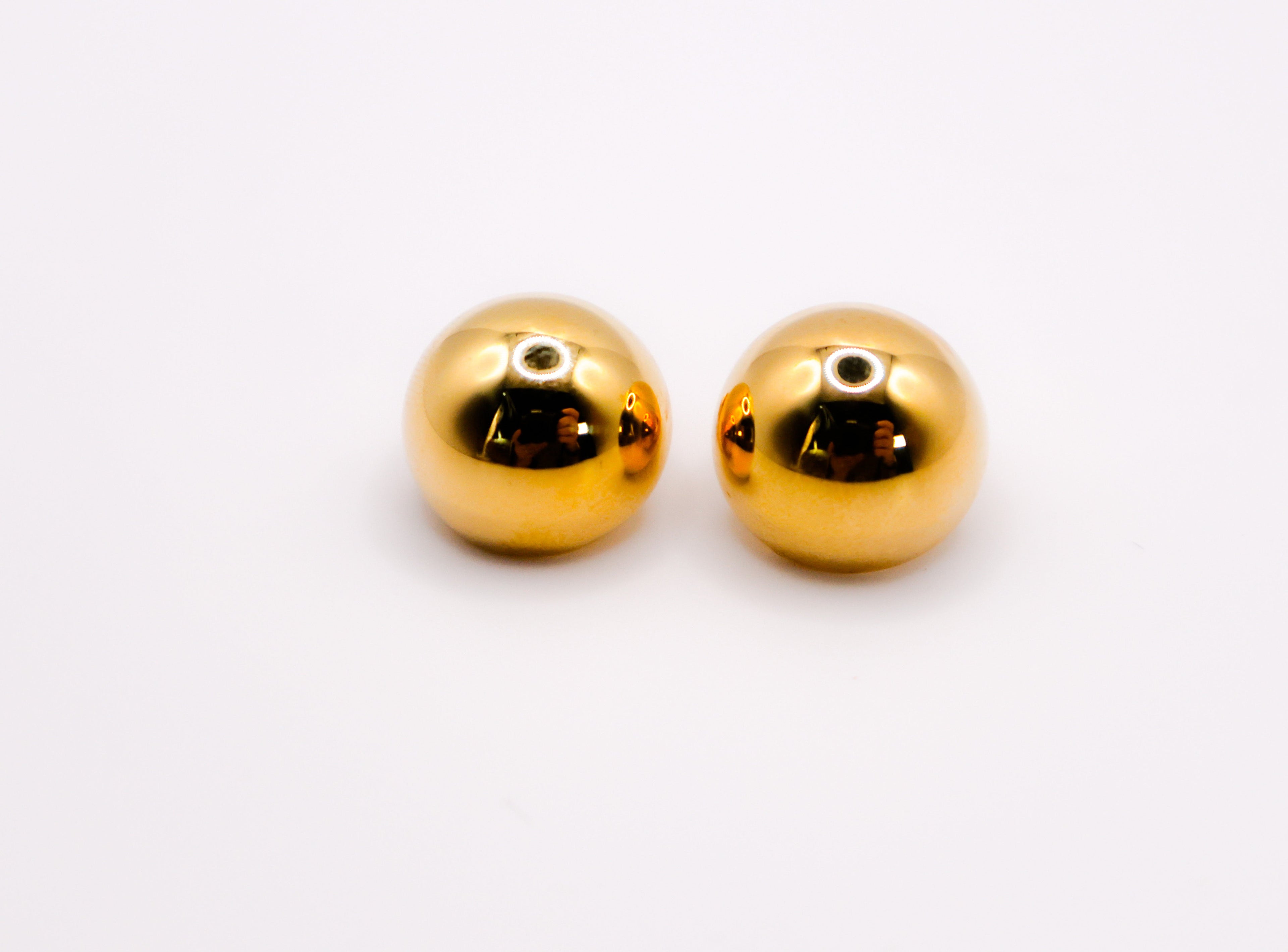 Italian Silver Gold-Dipped Clip Ball Earrings