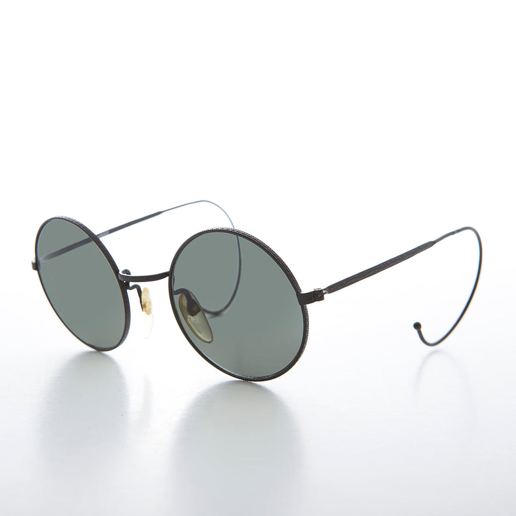 Round Vintage Sunglass with Cable Temples - Barton