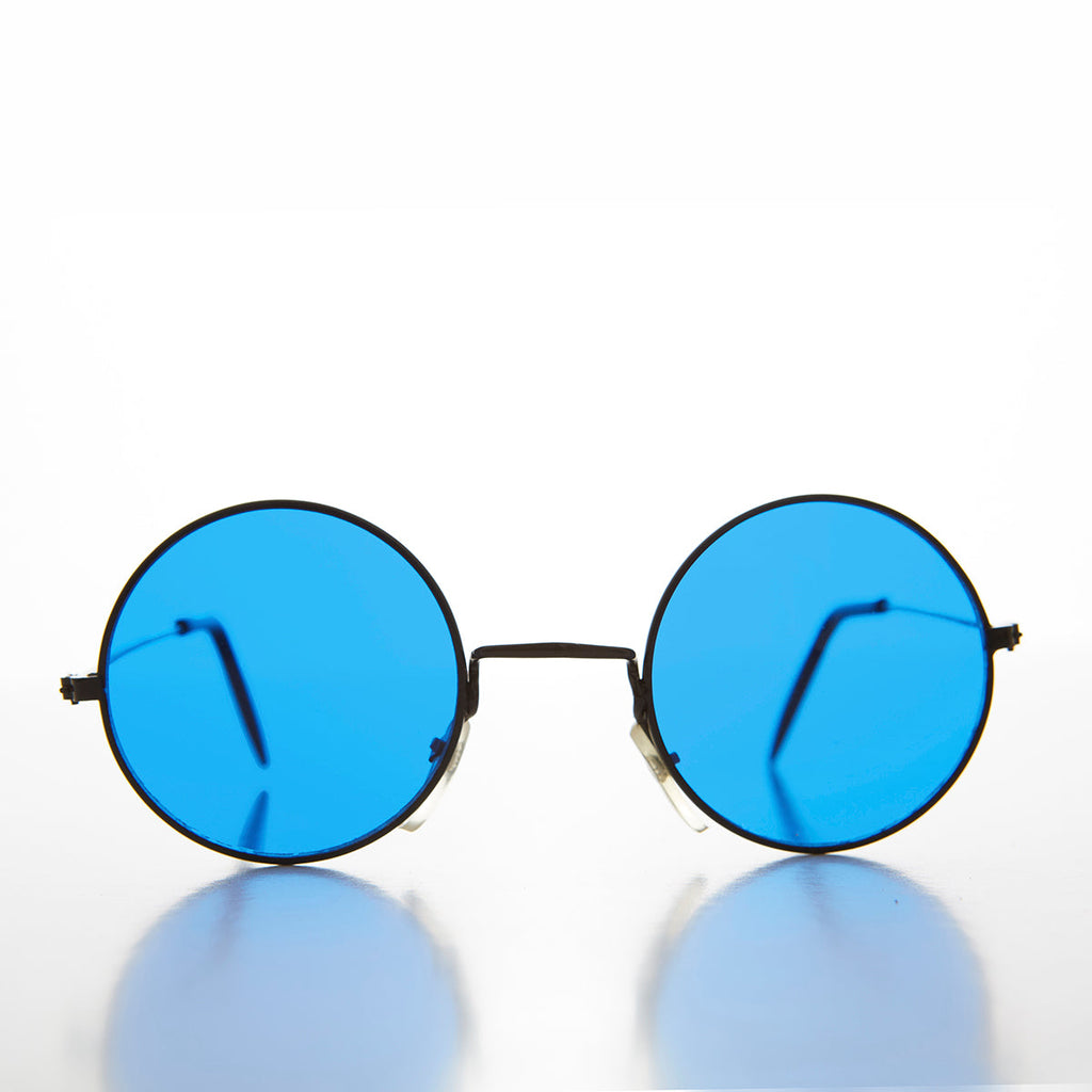 Round Circle Sunglass with Blue Tinted Lens - Benji