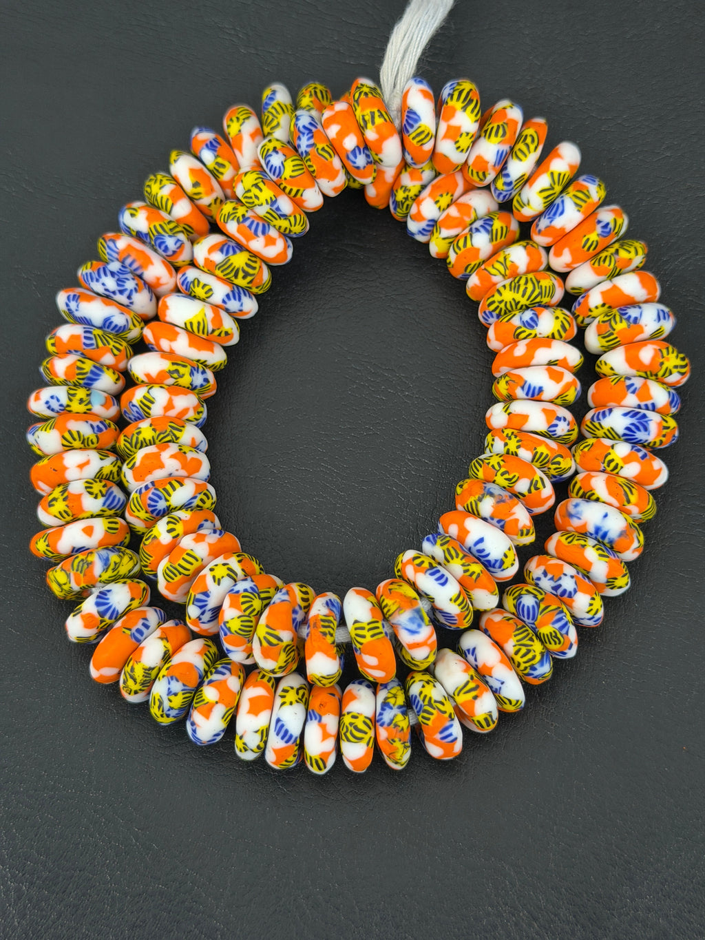 Festival Mosaic Fused Krobo Rondelle Beads | Handmade Recycled Glass Beads from Ghana | 95–99 Beads