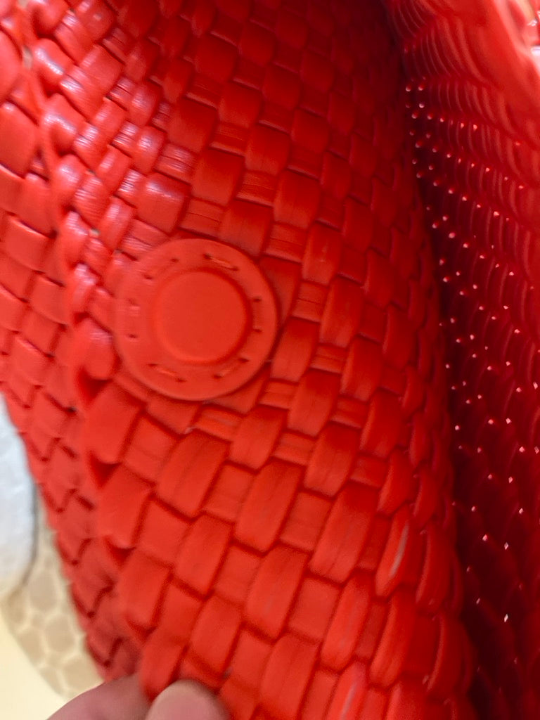 The Willow | Large Woven Vegan Leather Tote - Red/Orange