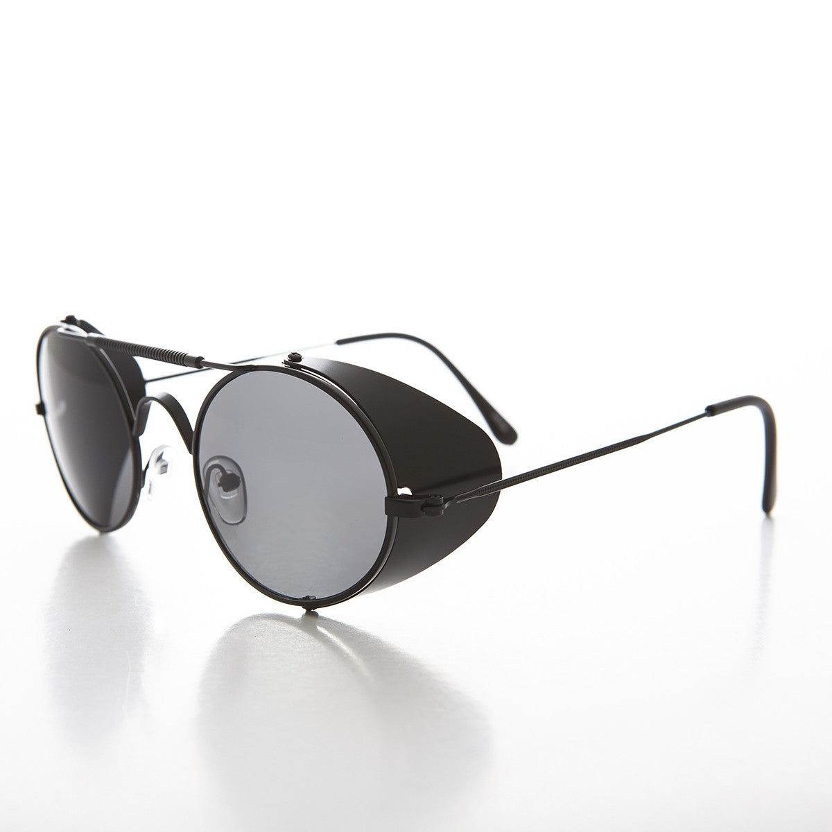 Black Steampunk Sunglass with Folding Side Shields - Bram 4